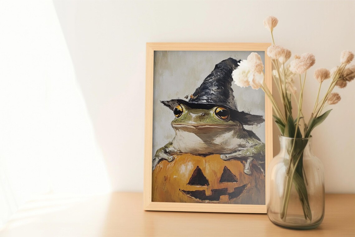 Moody Witch Frog, Dark Academia Halloween Poster - Image 3