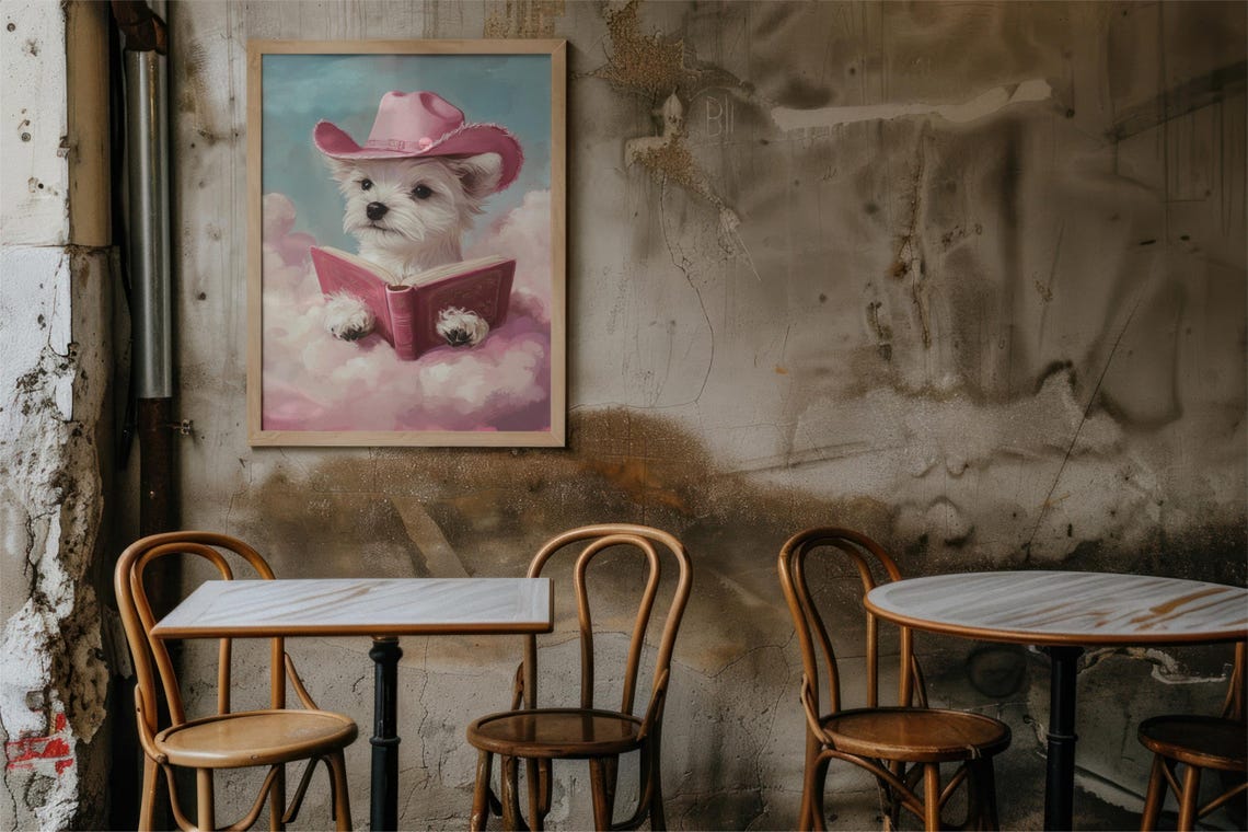 Dog Cowgirl Print, Cute Poodle Book Art - Image 3
