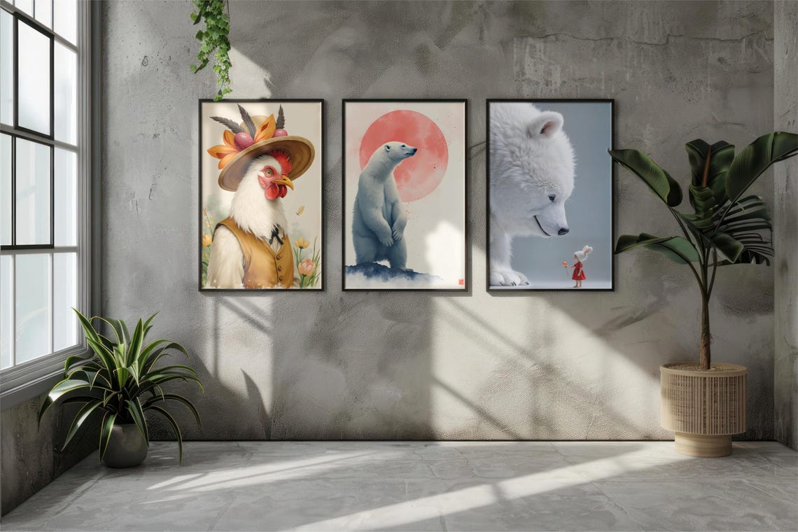 Majestic Polar Bear Standing Before a Glowing Red Sun Poster - Image 3