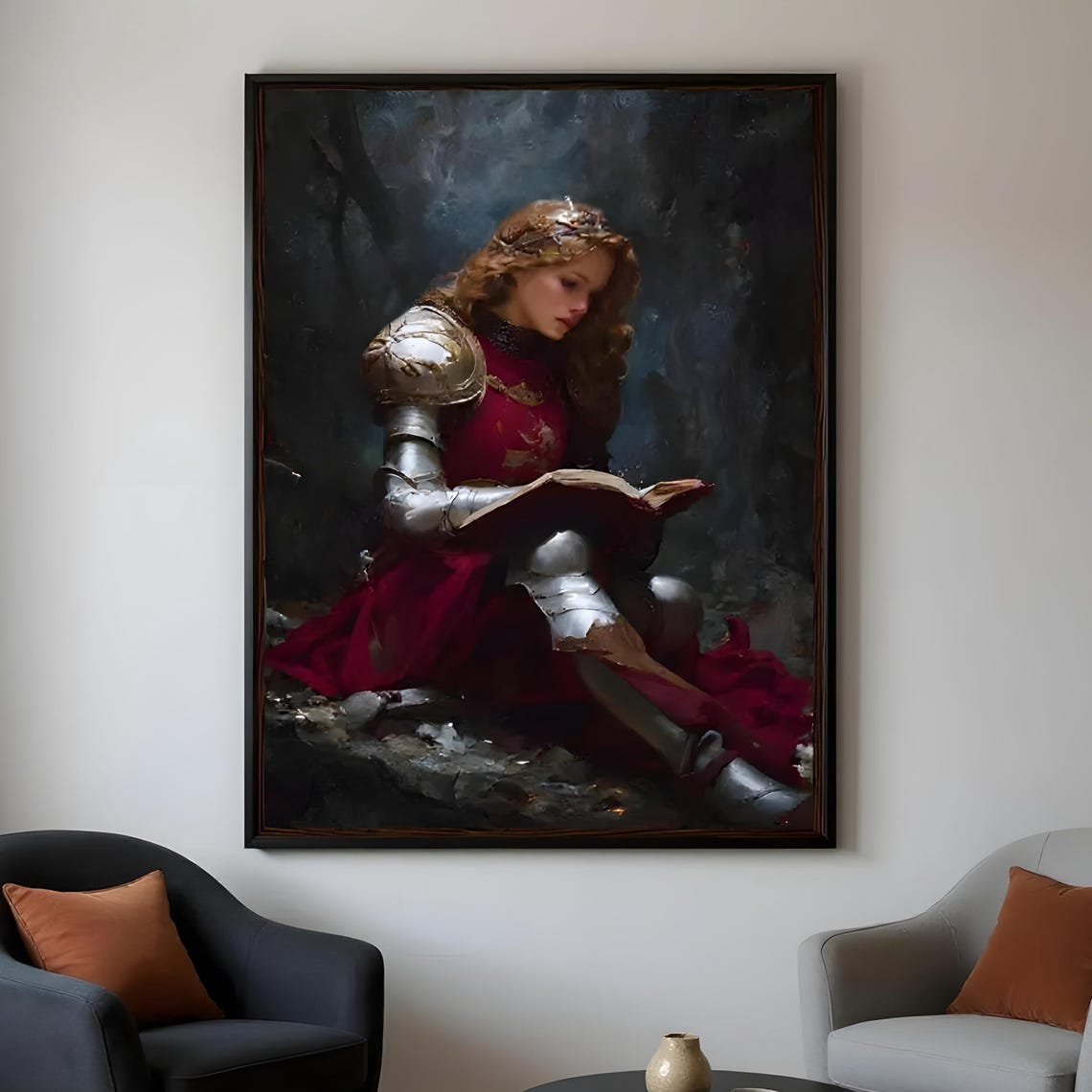 Renaissance Lady Knight Poster Dark Academia Fantasy Wall Art