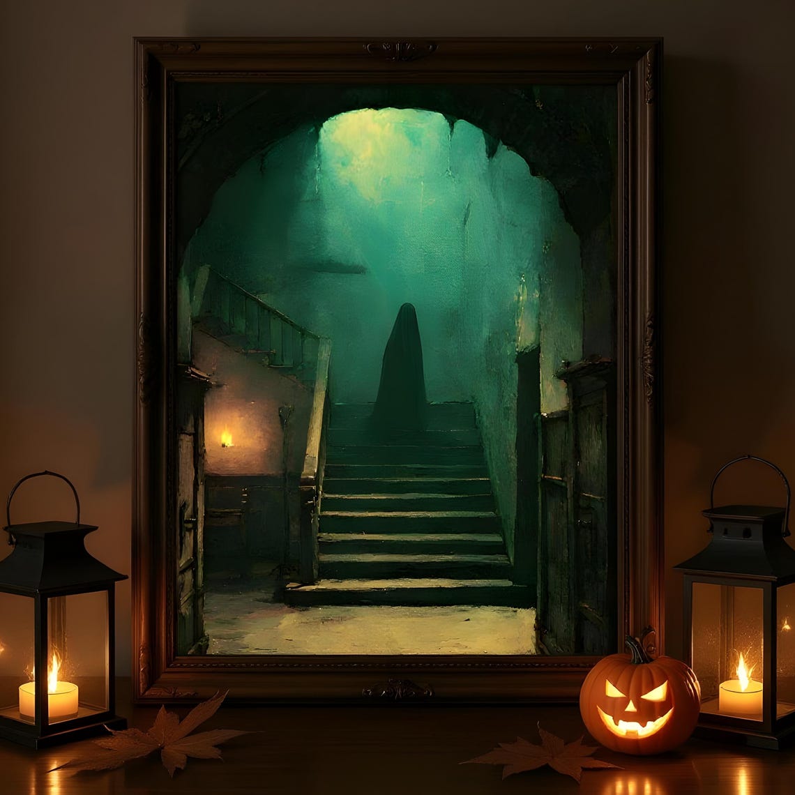 Haunted Mansion Painting Spooky Gothic Halloween Wall Art
