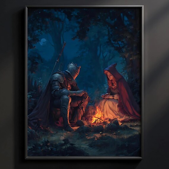 Dark Fantasy Knight And Witch Poster Grimdark Medieval Art