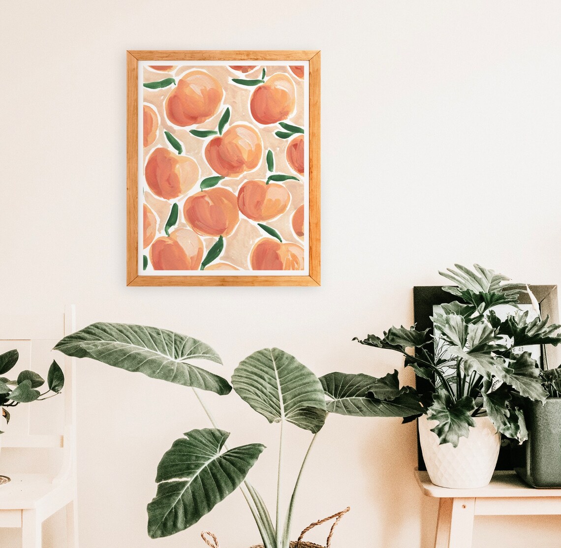Pretty Peaches Watercolor Fruit Painting, Kitchen - Image 4