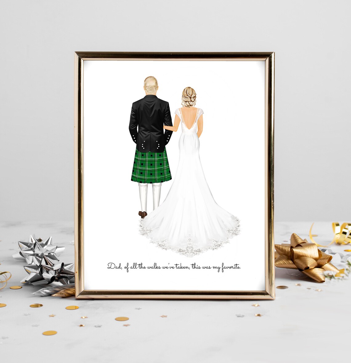 Personalized Scottish Wedding Portrait Art Print