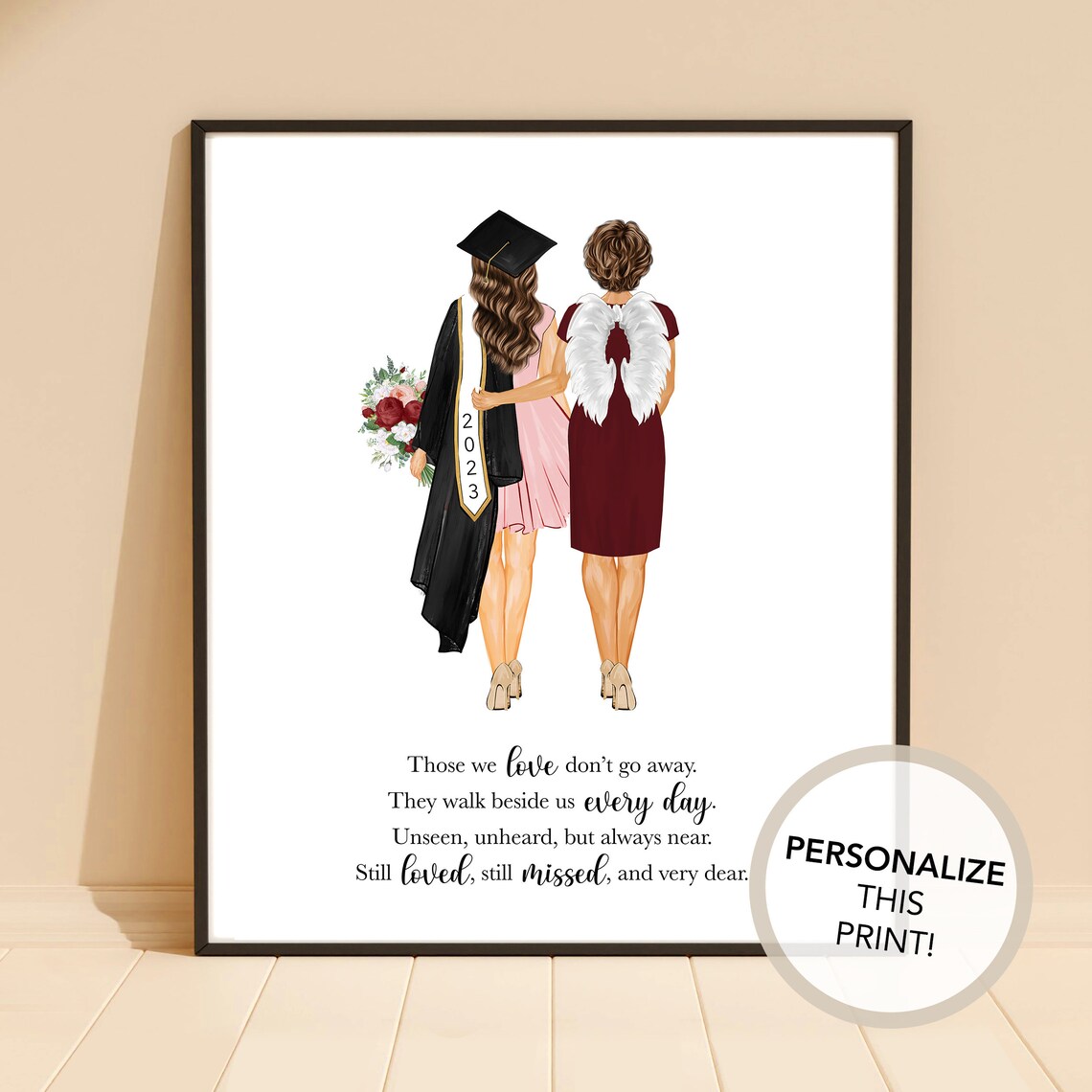 Personalized Graduate and Guardian Angel Mother Memorial Quote Poster - Image 2