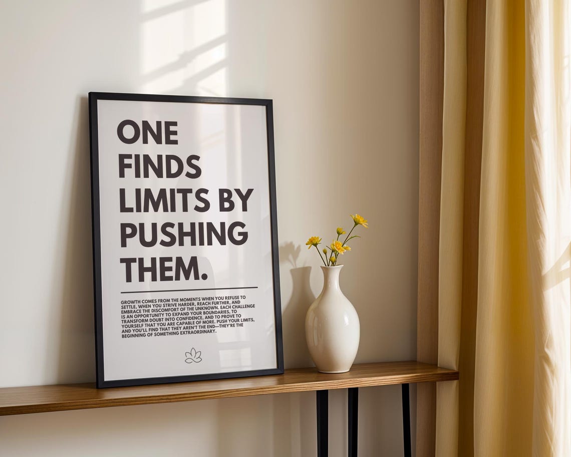 One Finds Limits By Pushing Them Growth Mindset Quote Poster Office - Image 3