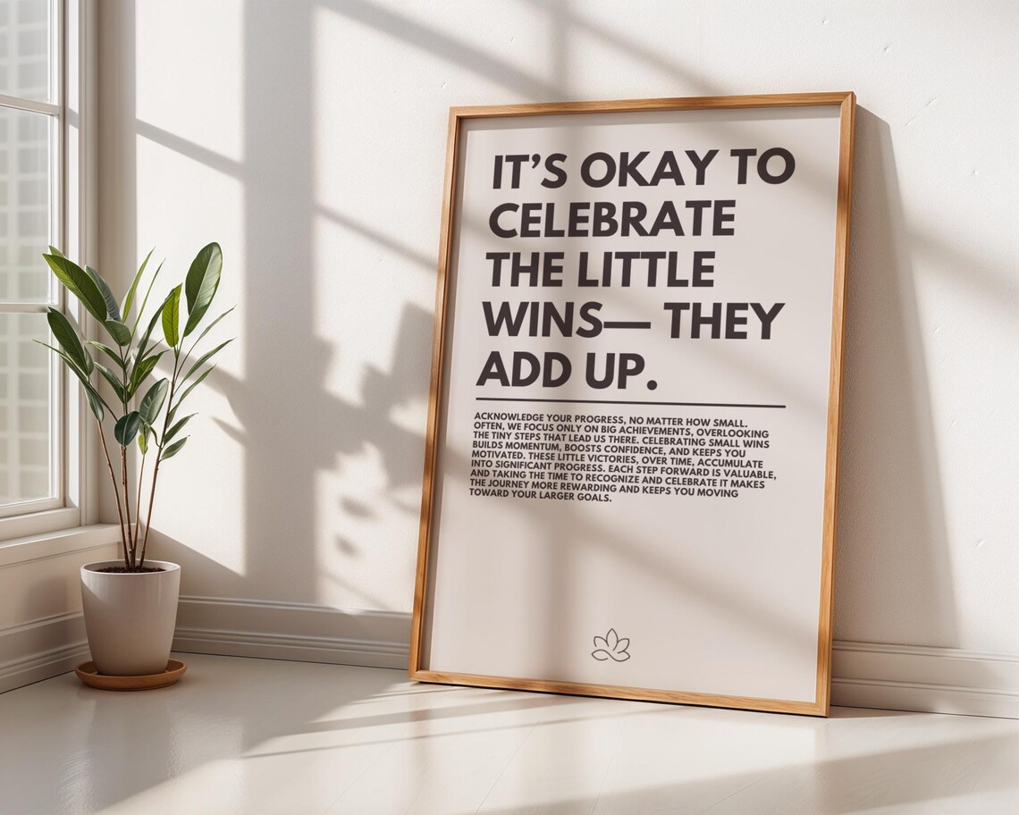 Celebrate The Little Wins Motivational Quote Typography Wall Poster