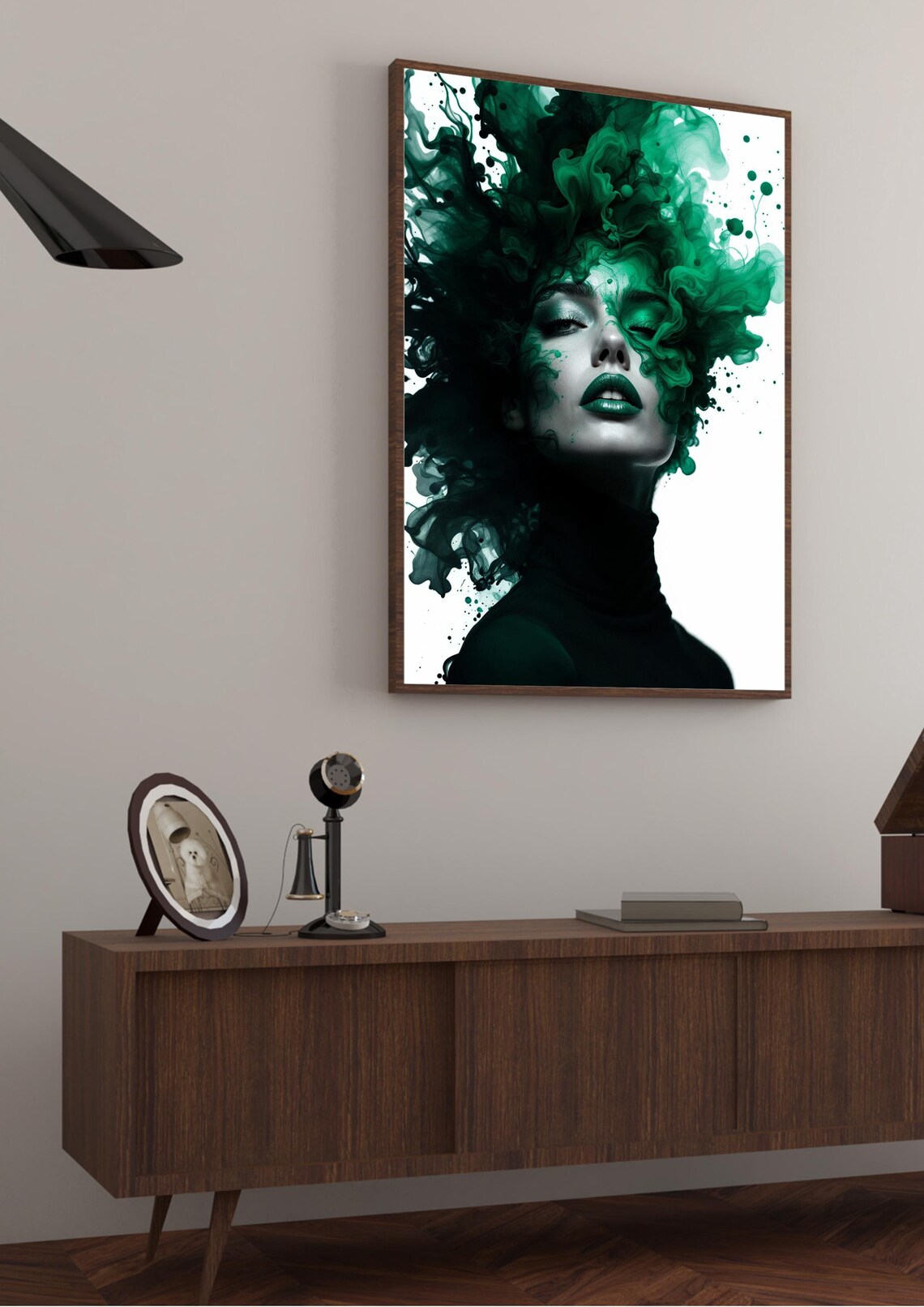 Woman With Green Ink Hair Abstract Artistic Portrait Art Poster - Image 2