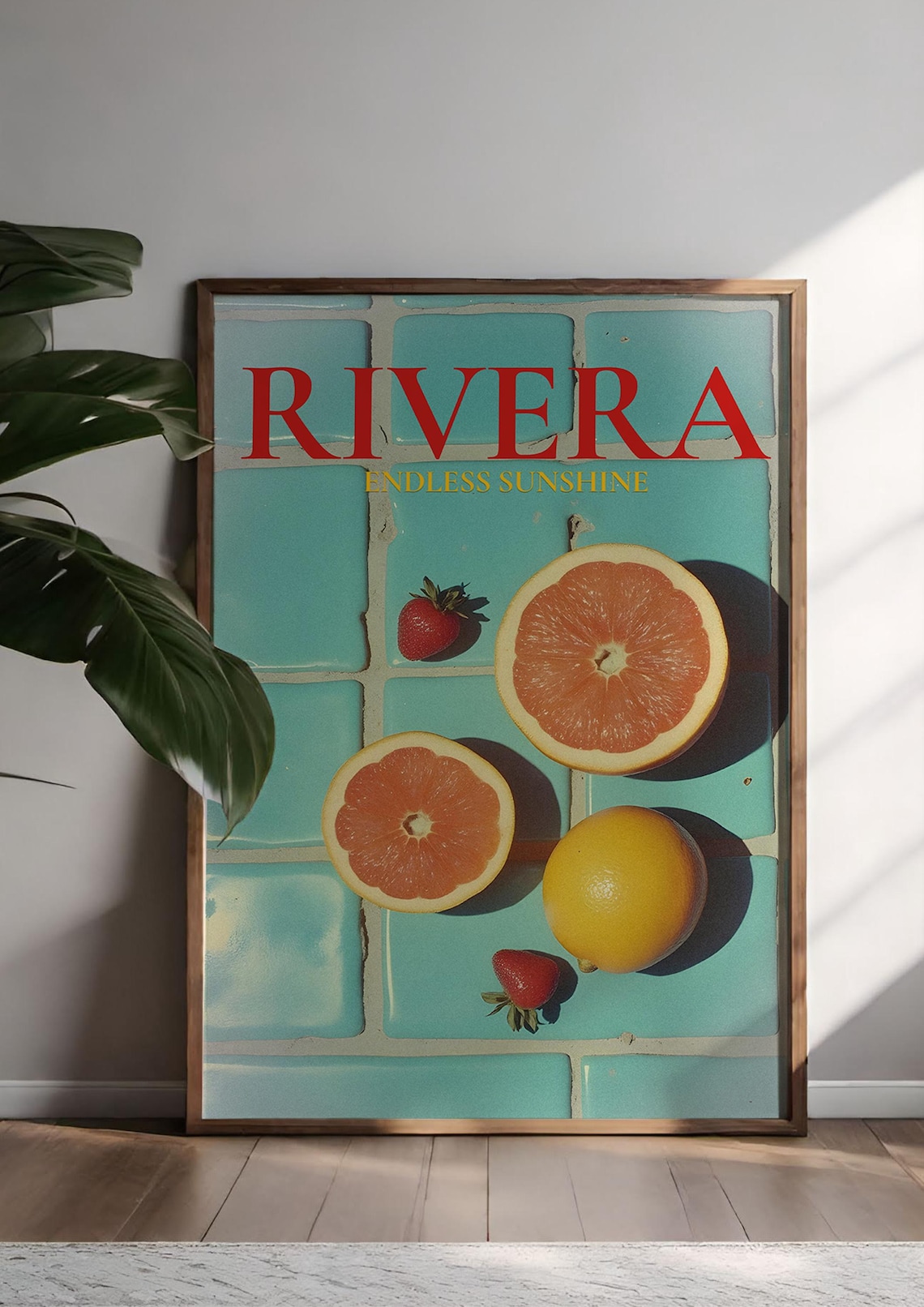 Riviera Endless Sunshine Summer Fruits Retro Poster