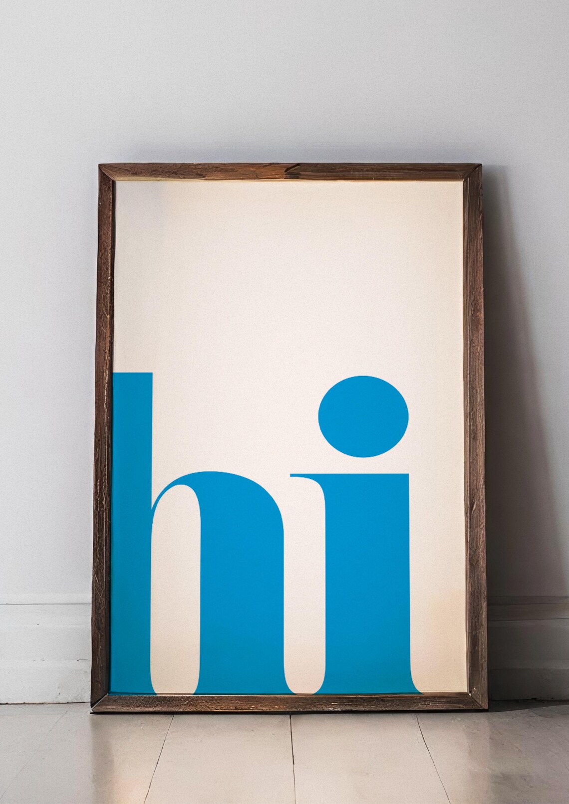 Hi Minimalist Poster, Text On White Background