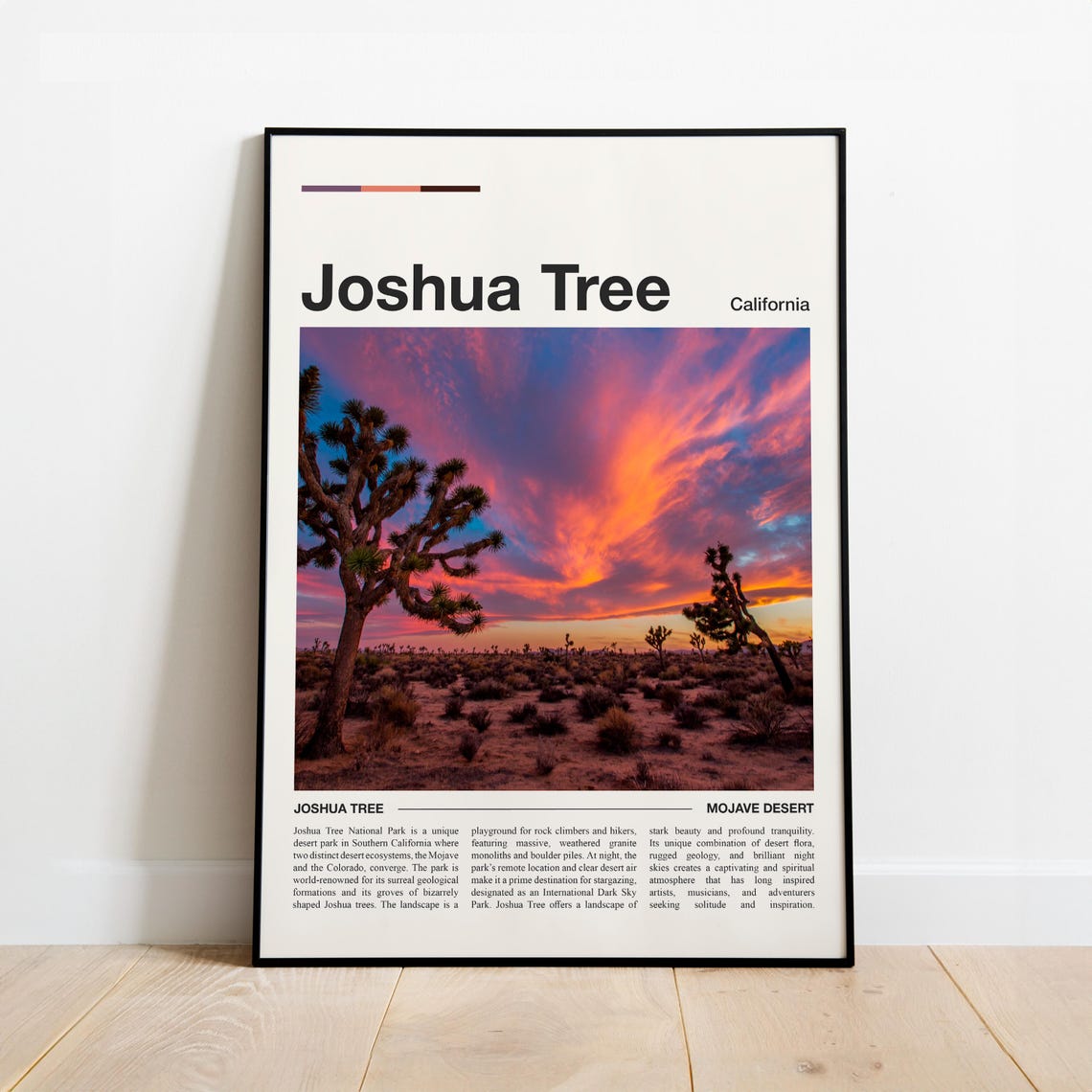 Joshua Tree California Desert Sunset Minimalist Travel Poster