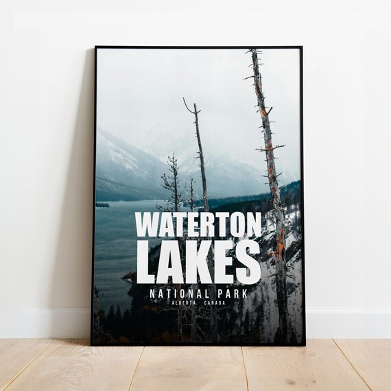 Waterton Lakes National Park Winter Poster Alberta Canada Mountain Lake