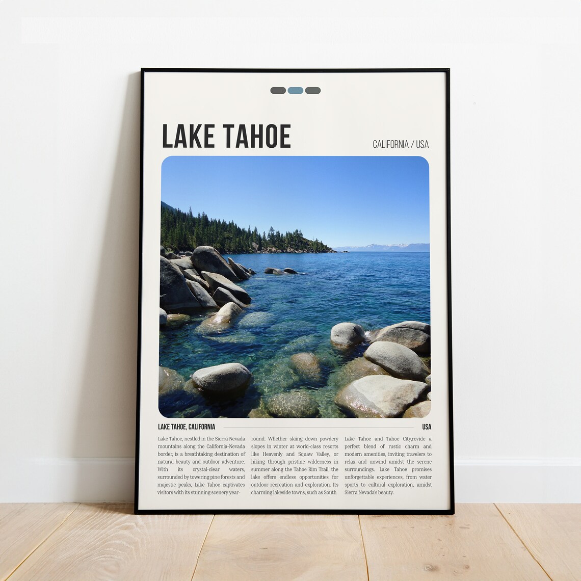 Lake Tahoe California Rocky Shoreline Blue Water Travel Poster