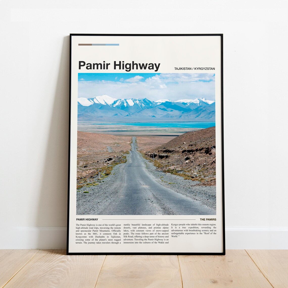 Pamir Highway Tajikistan Kyrgyzstan Mountain Road Travel Poster
