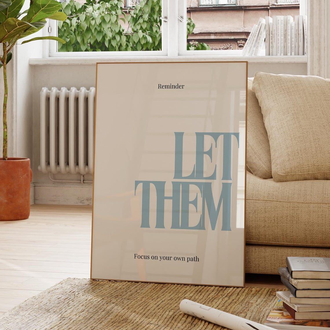 Let Them Dusty Blue Serif Minimalist Focus On Your Own Path Poster