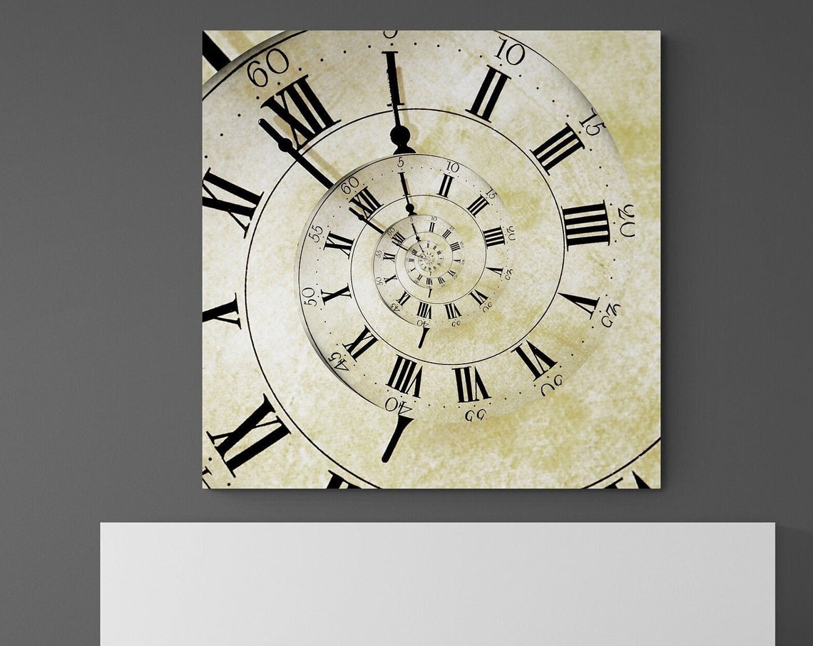 Vintage Roman Numeral Clock Infinite Spiral Droste Effect Art Poster - Image 3