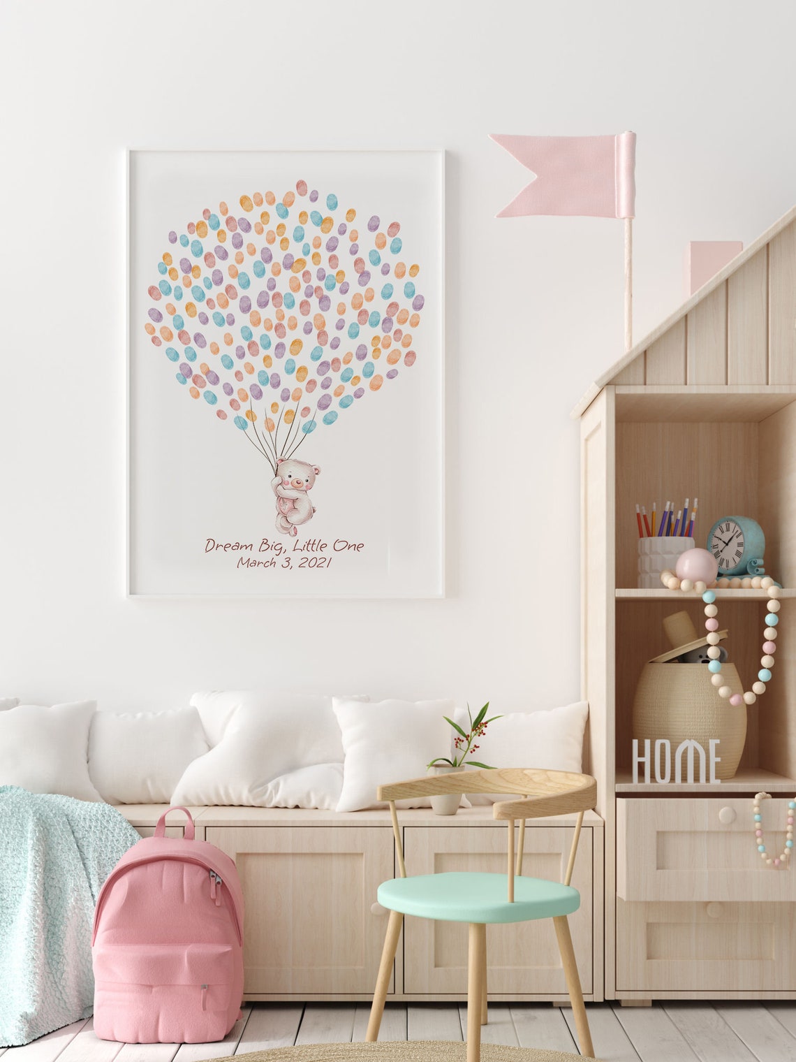 Baby Bear Guest Book Birthday Watercolor Art Print - Image 2