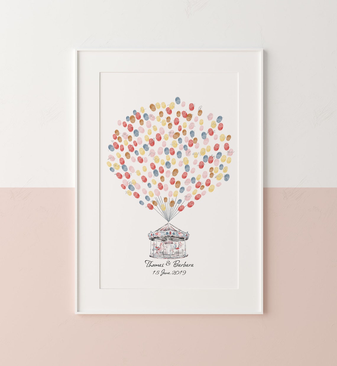 Carousel Guest Book Balloon Thumbprint Book - Image 4