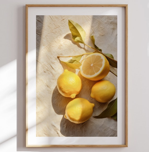Fresh Lemons A Burst Of Summer Poster Art Citrus Wall Art Colorful Kitchen Art Lemon Poster Print Fruit Art Print