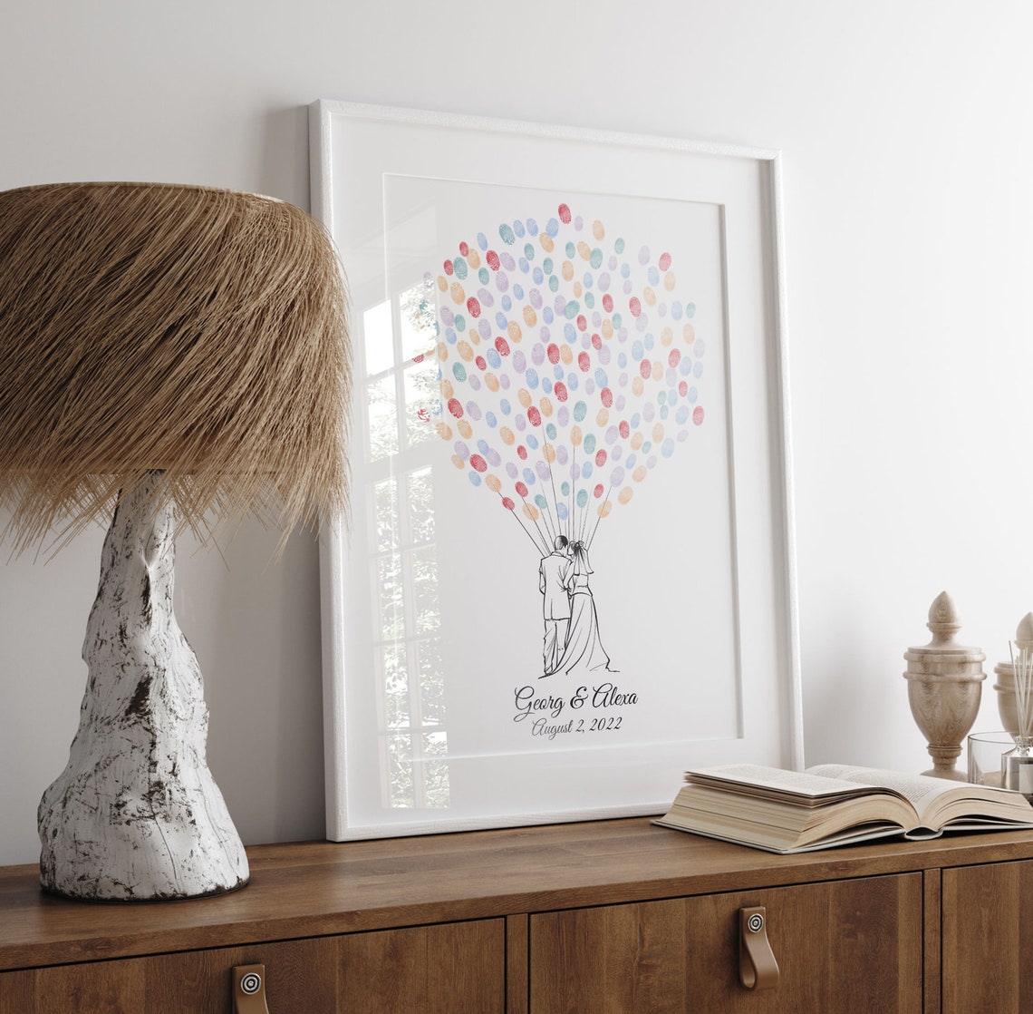 Wedding Fingerprint Guest Book, Couple Balloon Art Print - Image 3