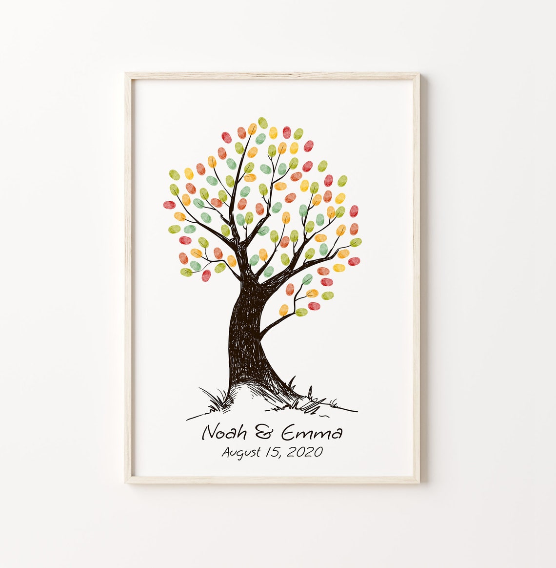 Brown Fingerprint Tree Guest Book Wedding Thumbprint Tree Ink Painting Thumbprint Tree Family Fingerprint Tree
