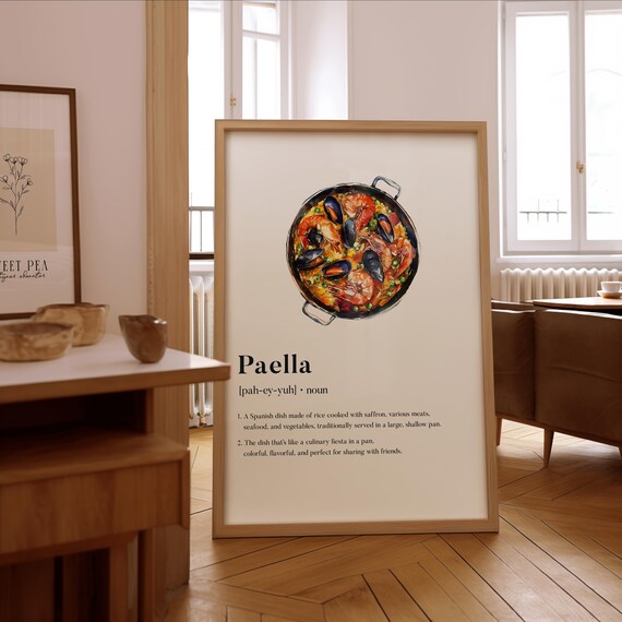 Paella Definition Funny Kitchen Decor Spanish Food Lover Poster