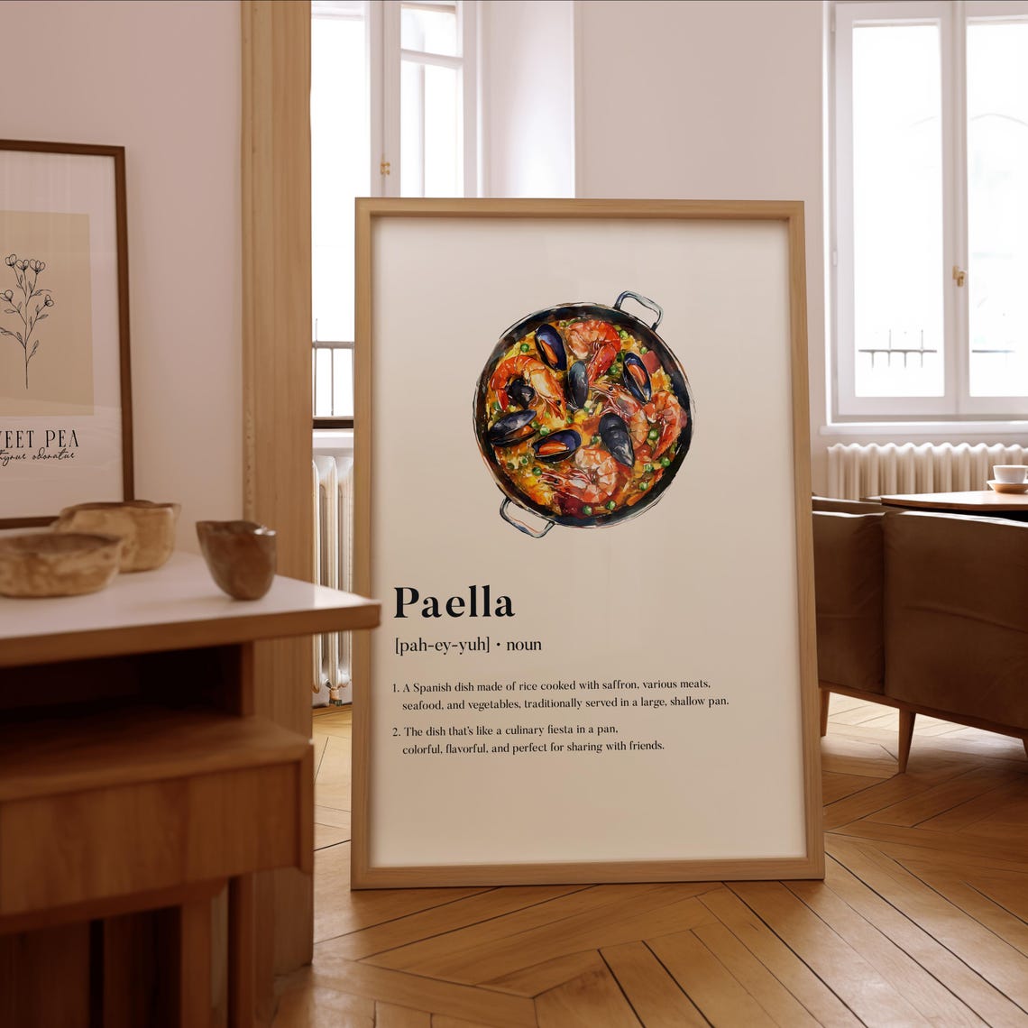 Paella Definition Funny Kitchen Decor Spanish Food Lover Poster