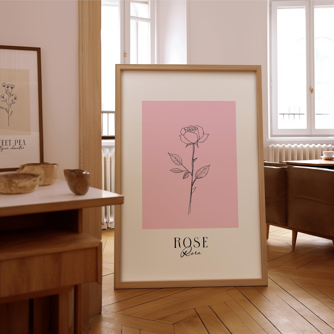 Rose Line Art Print, Minimalist Floral Decor