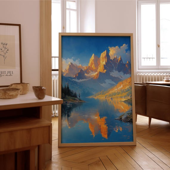 Impressionist Mountain Landscape Wall Art Vintage Oil Painting Print Framed Or Unframed Poster Timeless Home Office Dcor