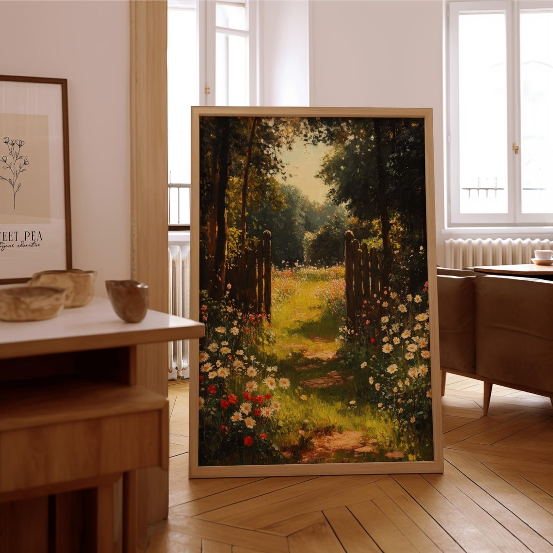 Garden Gate Wildflower Path Sunlit Impressionist Floral Wall Art