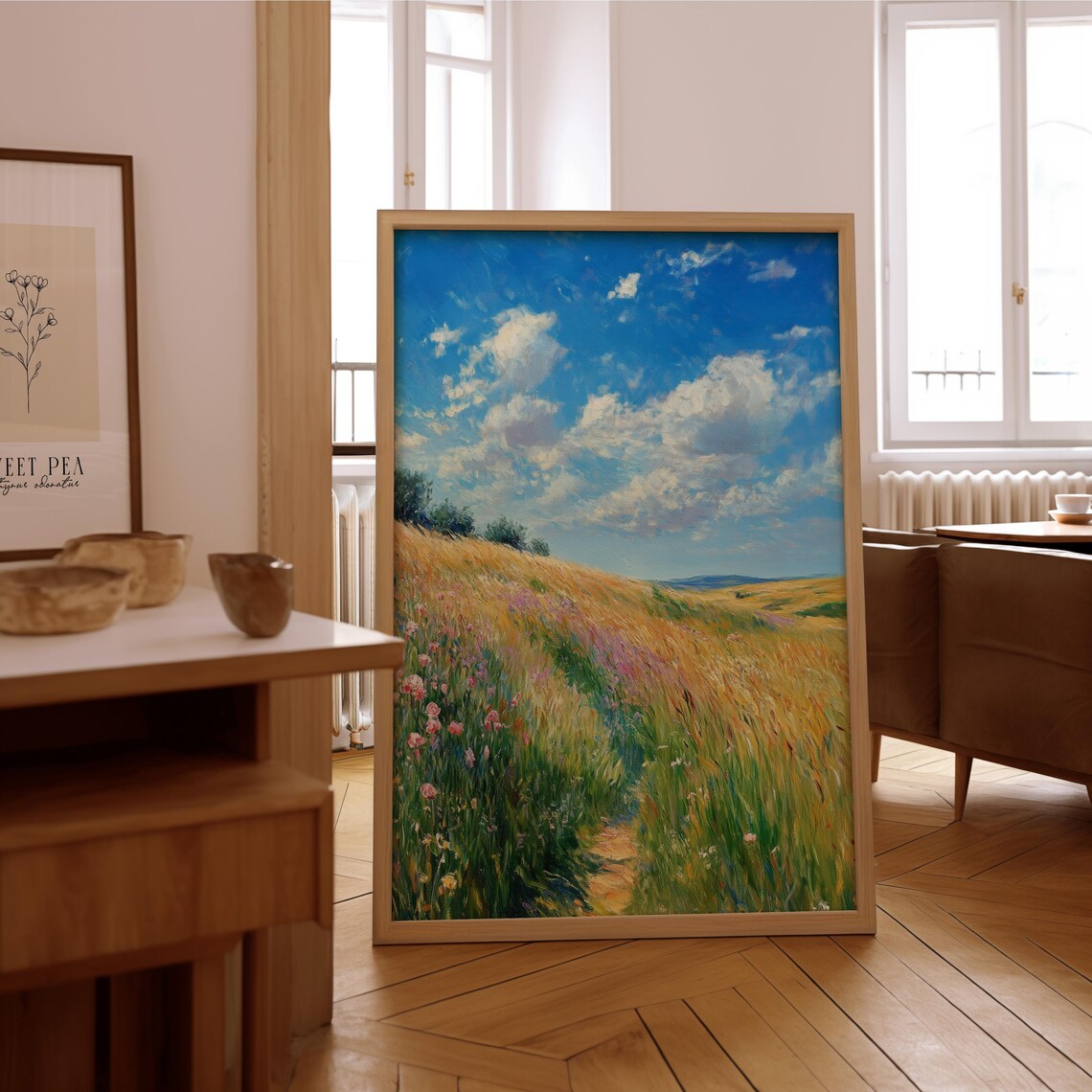 Impressionist Meadow Vintage Oil Painting Poster