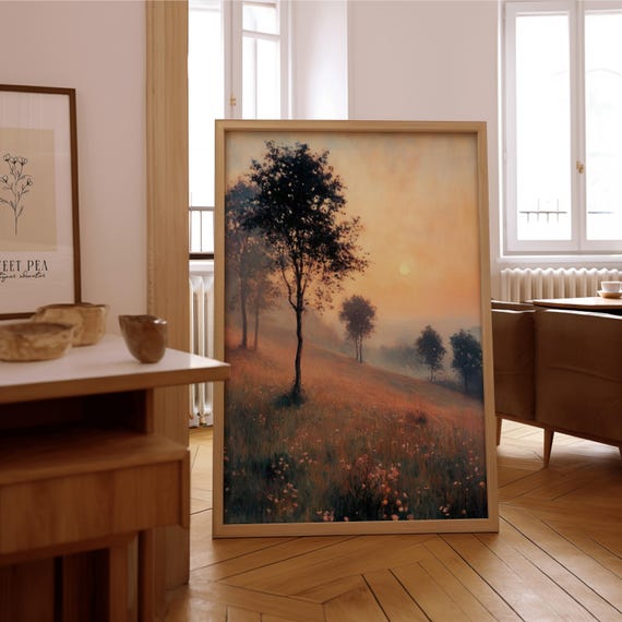 Impressionist Sunset Landscape Wall Art Vintage Oil Painting Print Framed Or Unframed Poster Timeless Home Office Dcor