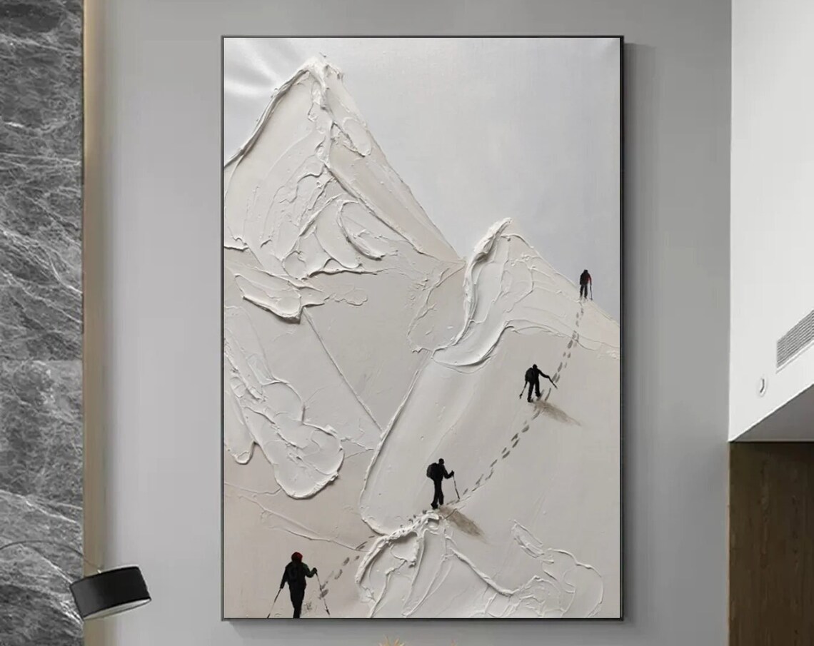 Snow Mountain Climbing Art Print, Personalized Gift