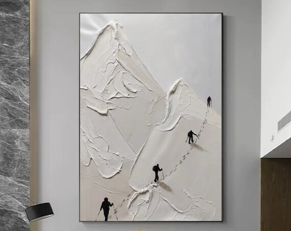 Snow Mountain Climbing Art Print, Personalized Gift