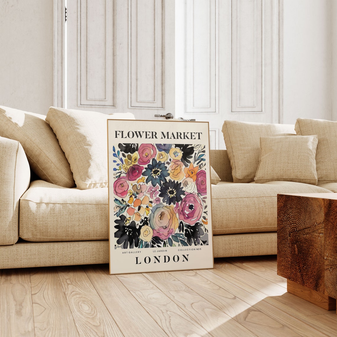 London Abstract Flower Market Print Colourful Plant Art Modern Gallery Wall Art Floral Poster Gift For Friend Living Room Uk Bedroom - Image 3