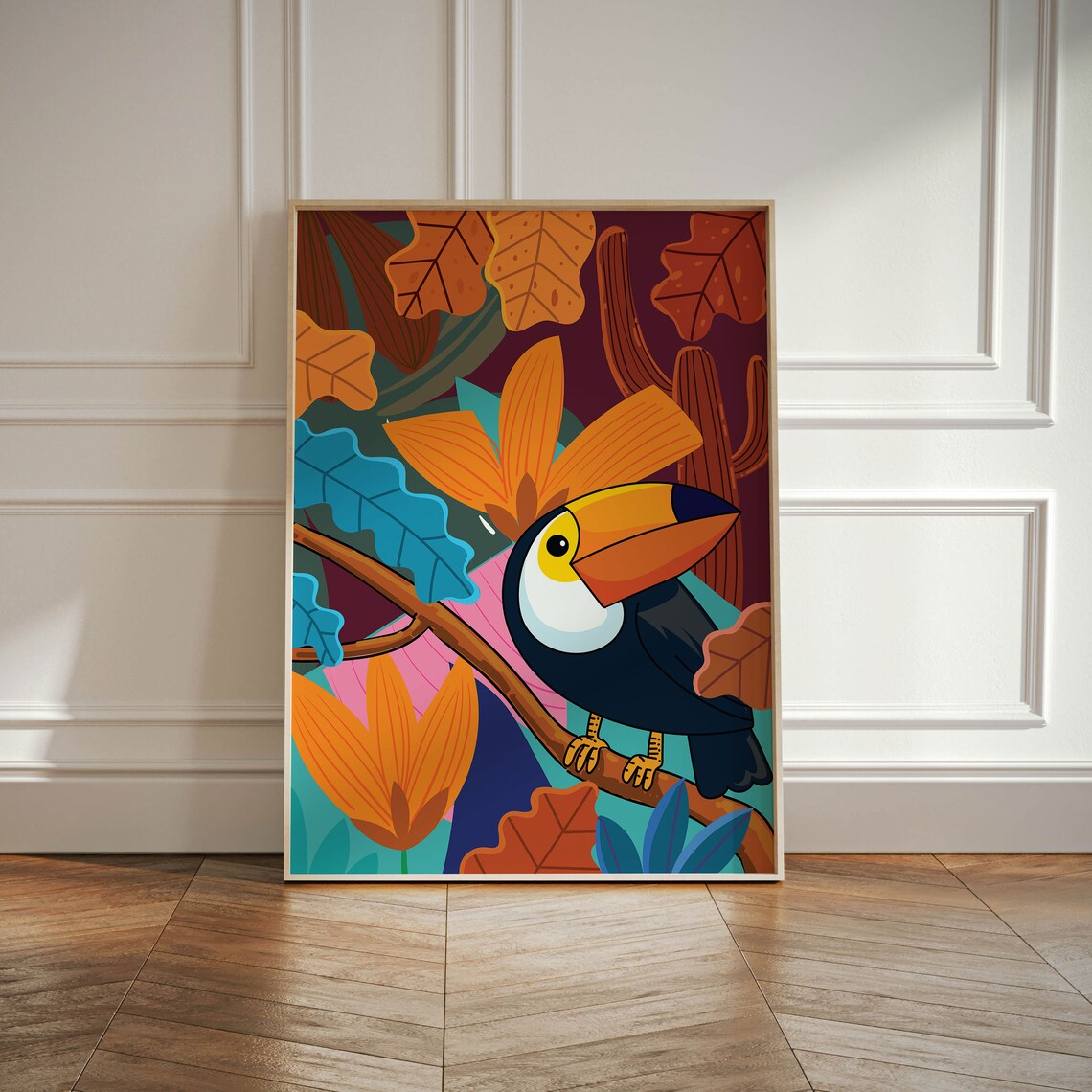 Plants and Toucan Bird Boho Home Decor Art Print - Image 4
