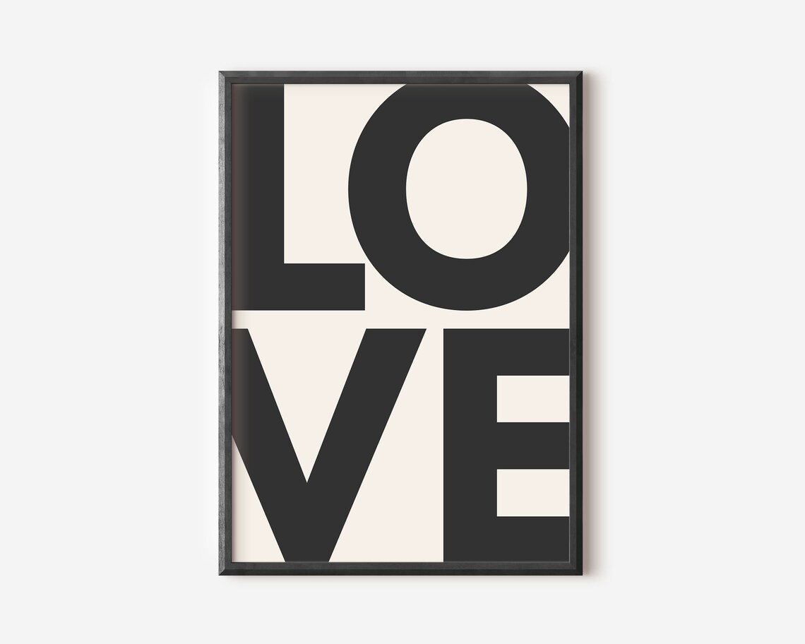 Love Bold Black Typography Minimalist Modern Word Art Poster