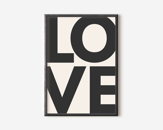 Love Bold Black Typography Minimalist Modern Word Art Poster