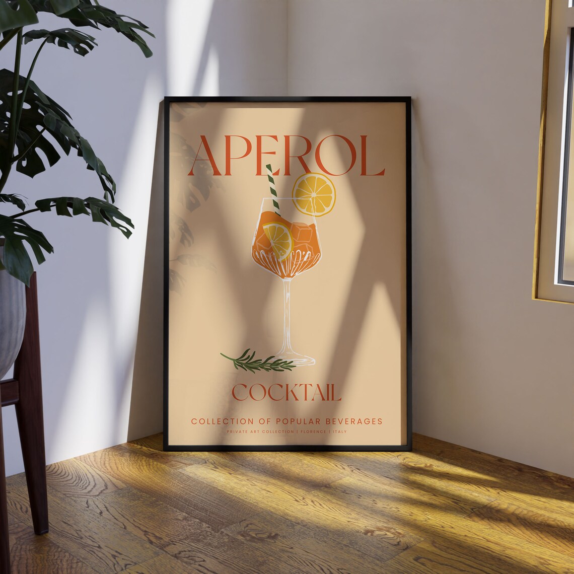 Aperol Spritz Cocktail Illustration Retro Italian Bar Art Poster - Image 3