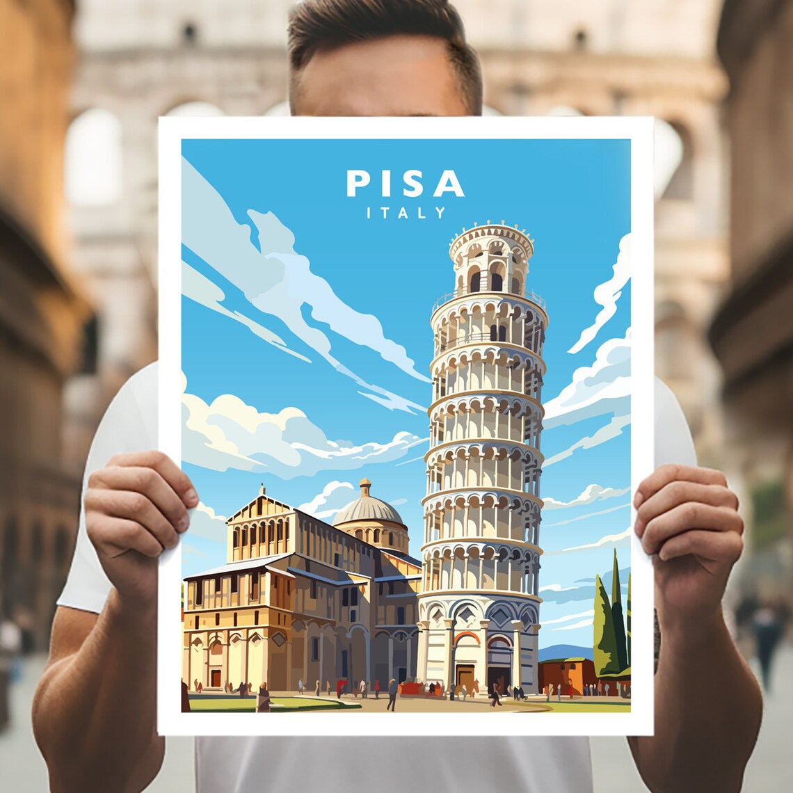 Pisa Italy Leaning Tower Of Pisa Travel Poster