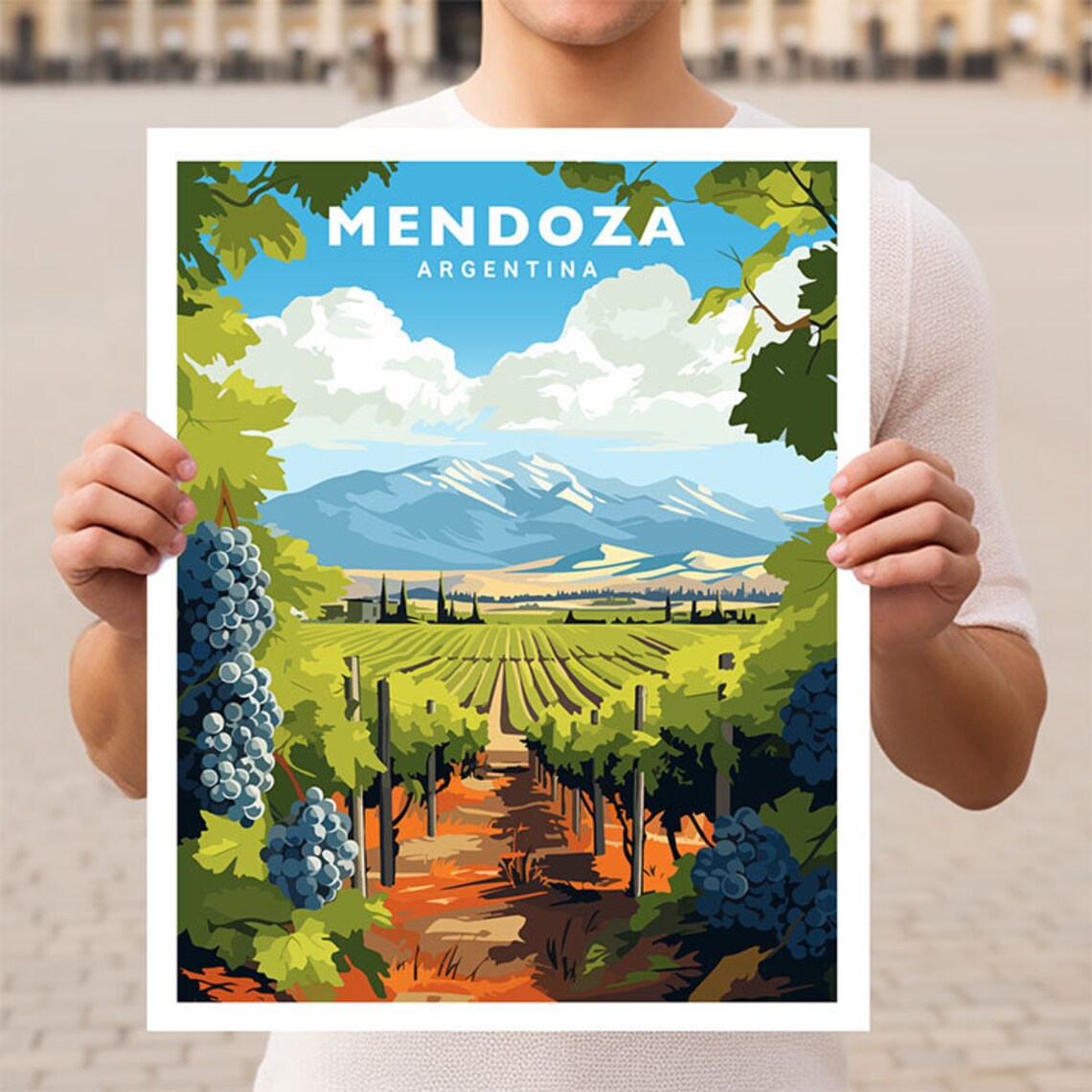 Mendoza Argentina Travel Poster, Latin America