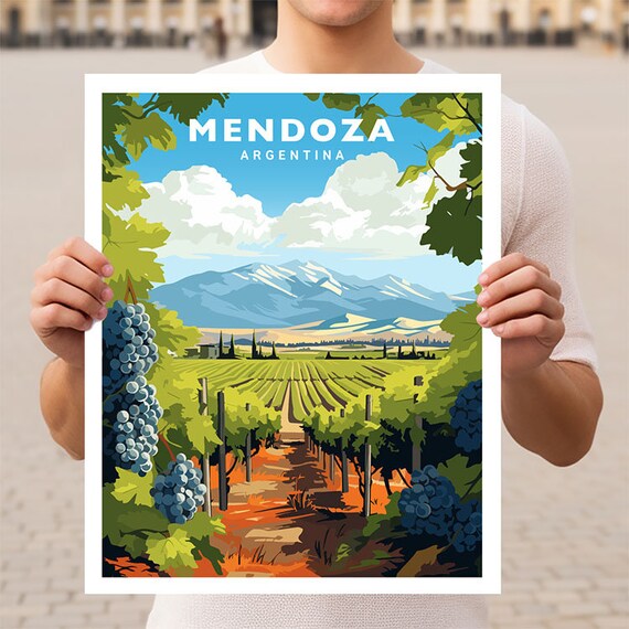 Mendoza Argentina Travel Poster, Latin America