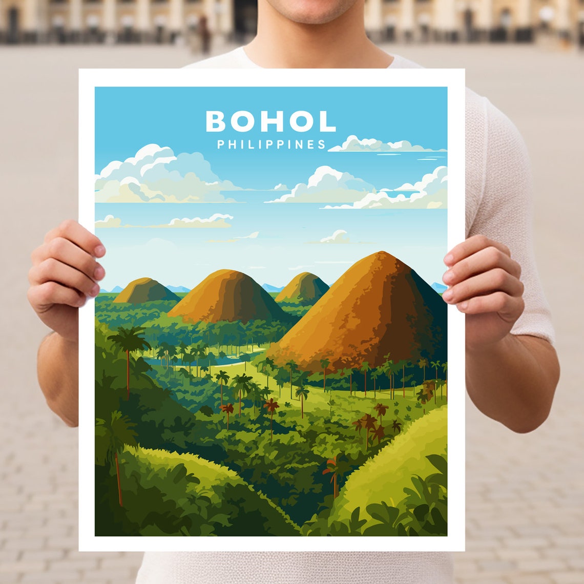 Bohol Philippines Chocolate Hills Green Valley Scenic Poster