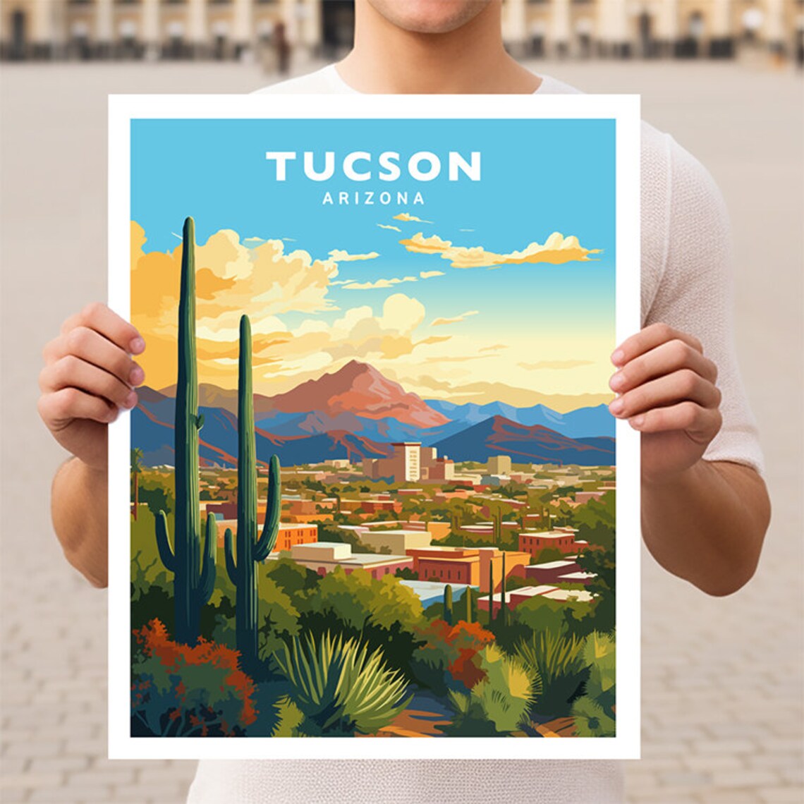 Tucson Arizona Travel Poster, Travel Wall Art Print