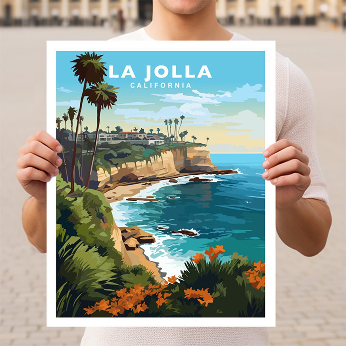 La Jolla California Travel Poster, Travel Wall Art