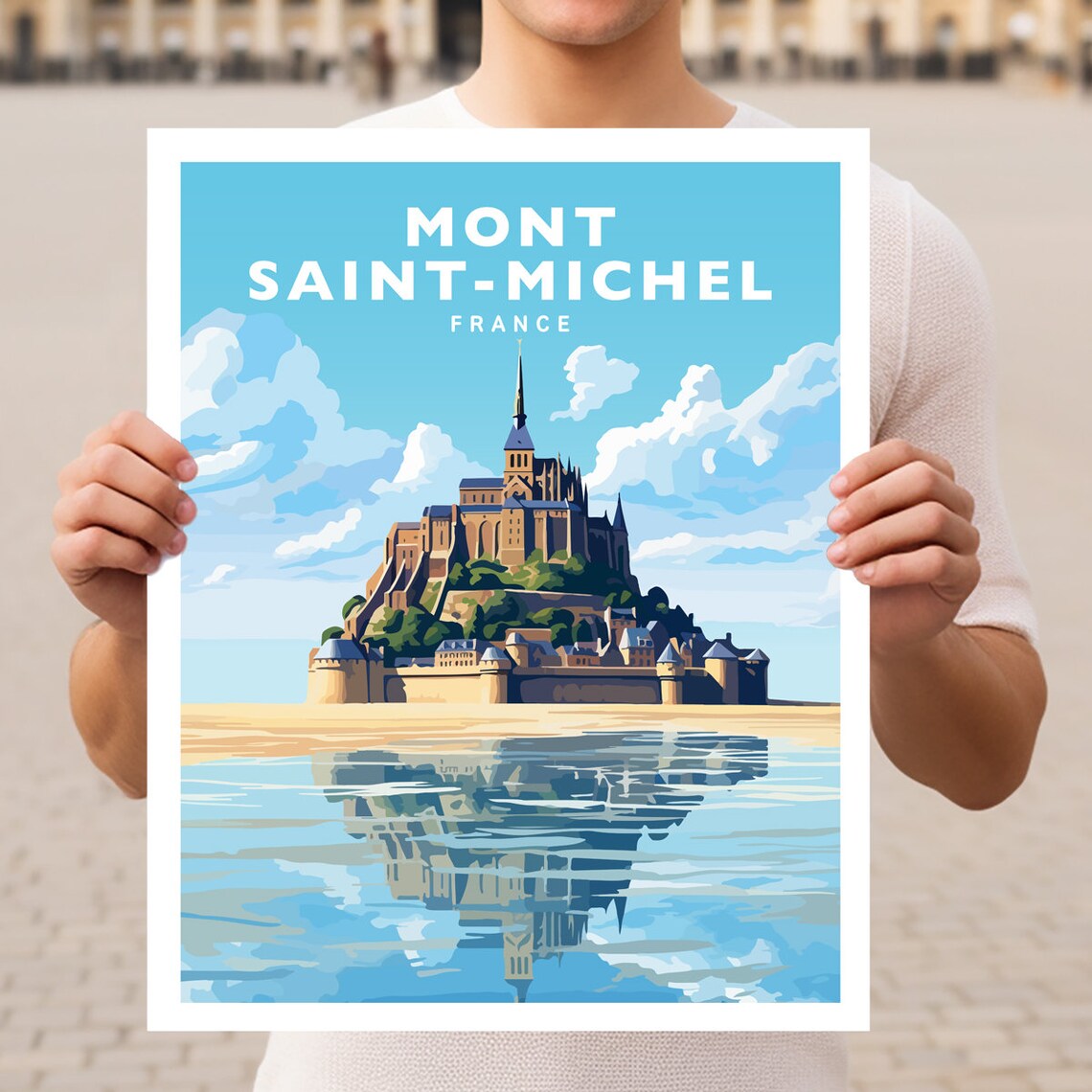 Mont Saint-Michel France Abbey Island Tidal Reflection Poster