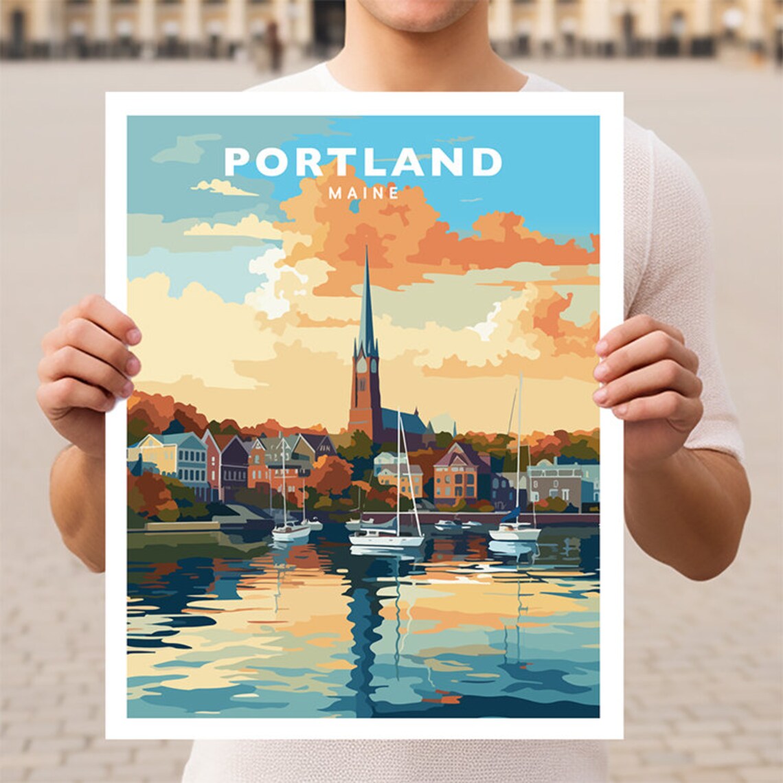 Portland Maine Travel Poster, Wall Art Print