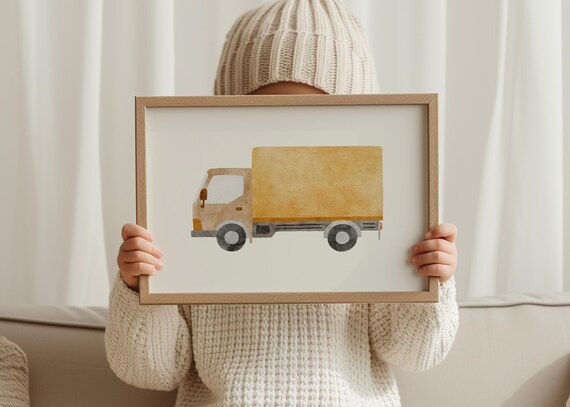 Watercolor Delivery Truck Boys Room Nursery Vehicle Art Poster