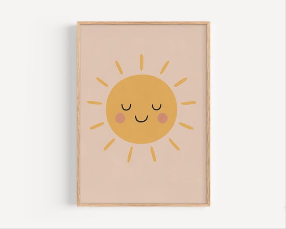 Smiling Sunshine Face With Blush Minimalist Nursery Baby Print
