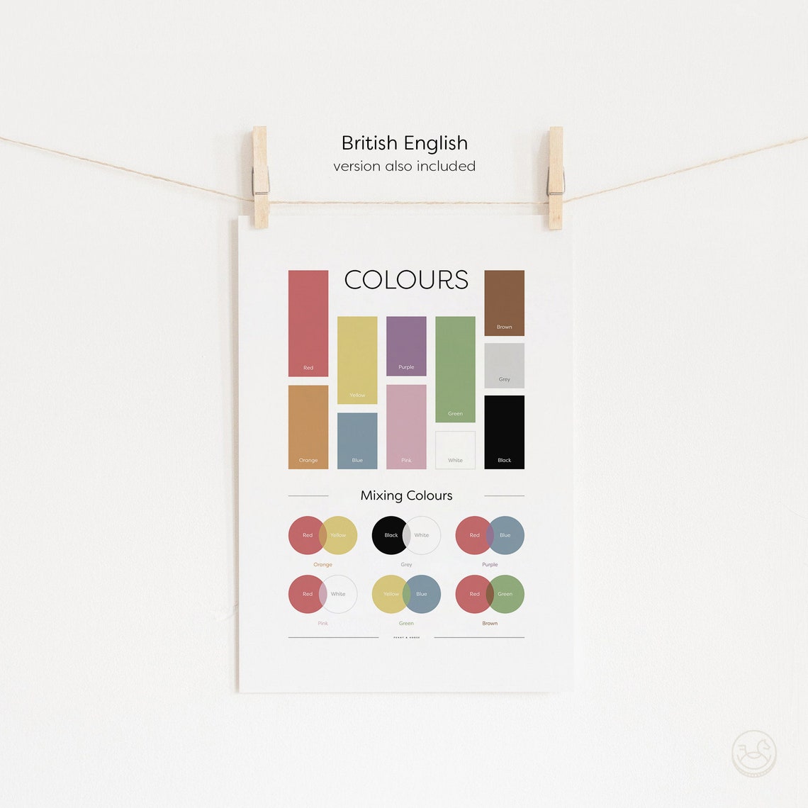 Colors and Color Mixing Educational Art Chart Poster for Kids - Image 2
